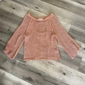 Nectar clothing cable knit open back sweater blush pink size medium